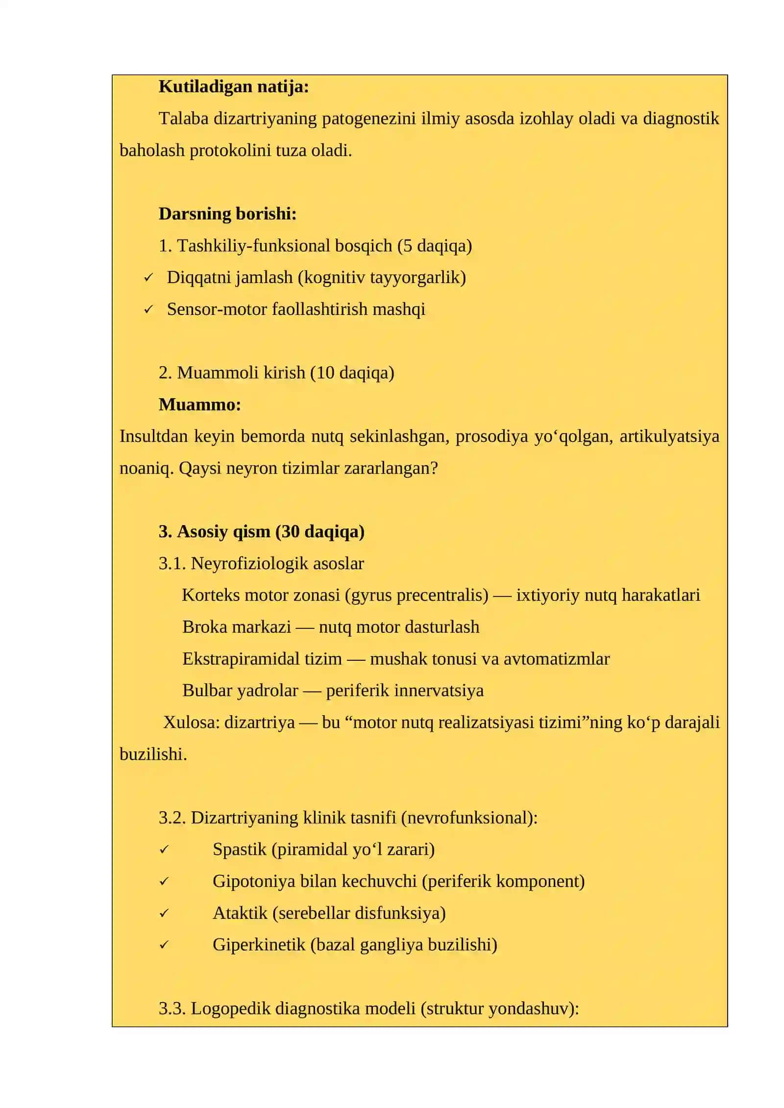 DIZARTRIYA BARTARAF ETISHDA LOGOPEDIK ISHLAR 2