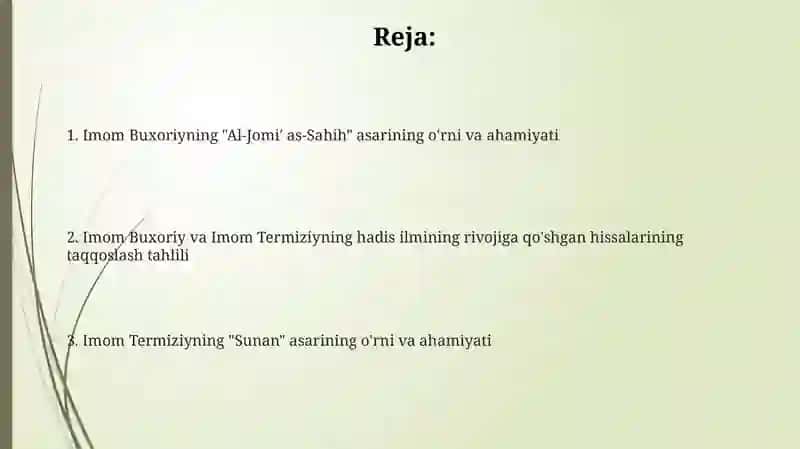 Imom Buxoriy va Imom Termiziyning hadis ilmiga qo'shgan hissalarining qiyosiy tahlili 2