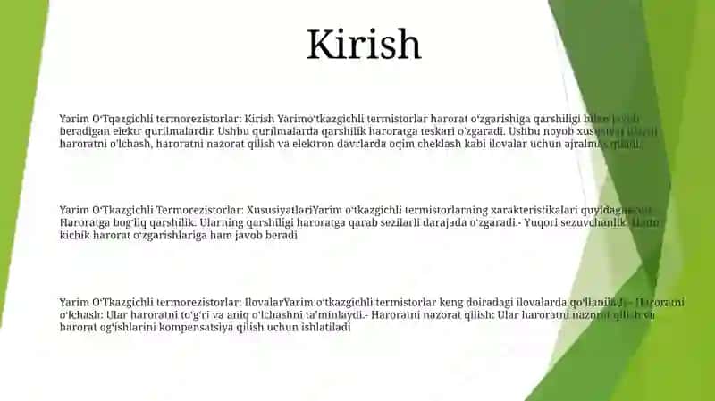 Yarim OʻTkazgichli Termorezistorning Tavsifnomasini OʻRganish 2
