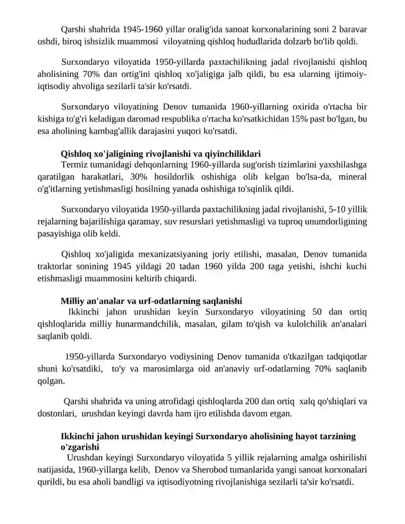 Surxondaryo xalqining 2 jahon urushidan kiyingi hayoti 20 list 2