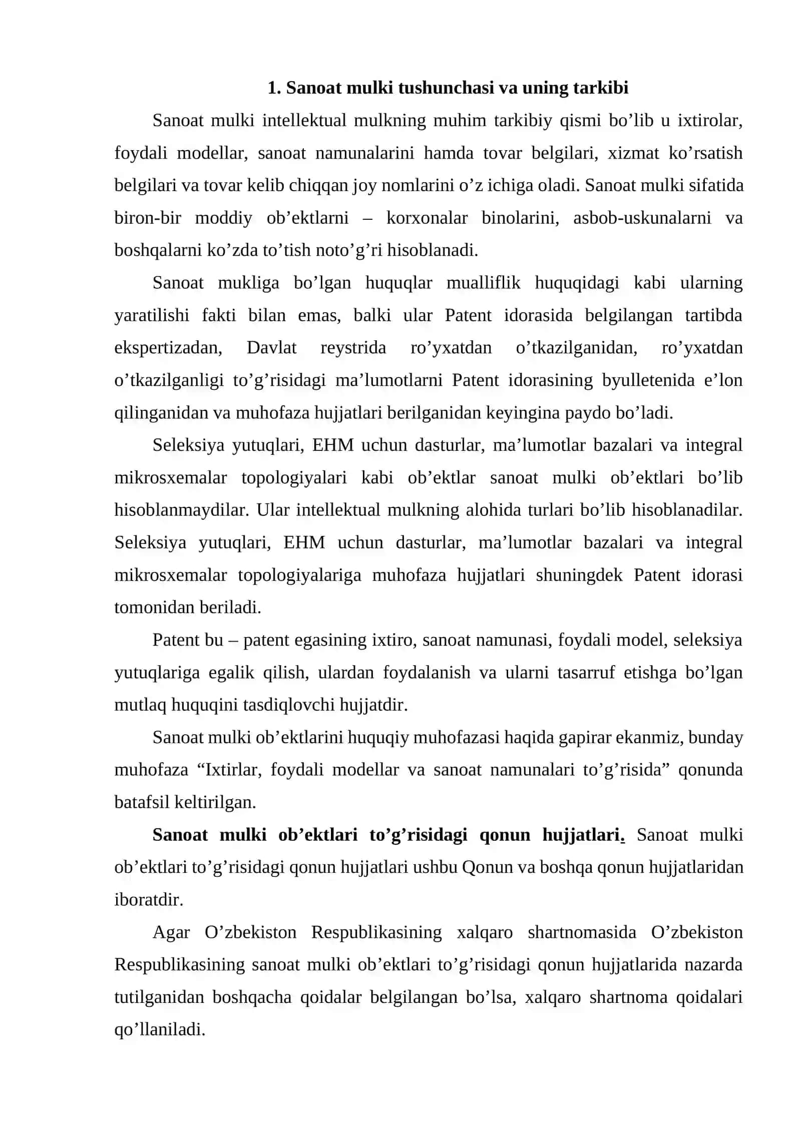Sanoat mulki tushunchasi va uning tarkibi 2