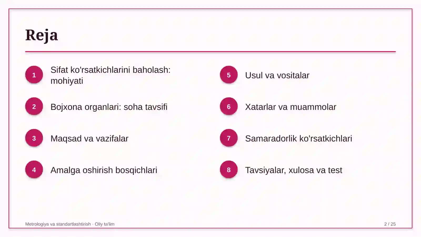 Bojxona organlarida sifat ko'rsatkichlarini baholash 2