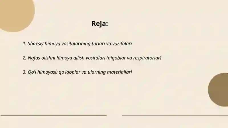 Shaxsiy Himoya Vositalari 2