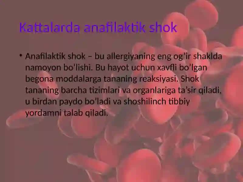 Anafilaktik shok: sabablari, klinikasi va tashxisi, birinchi yordam 2
