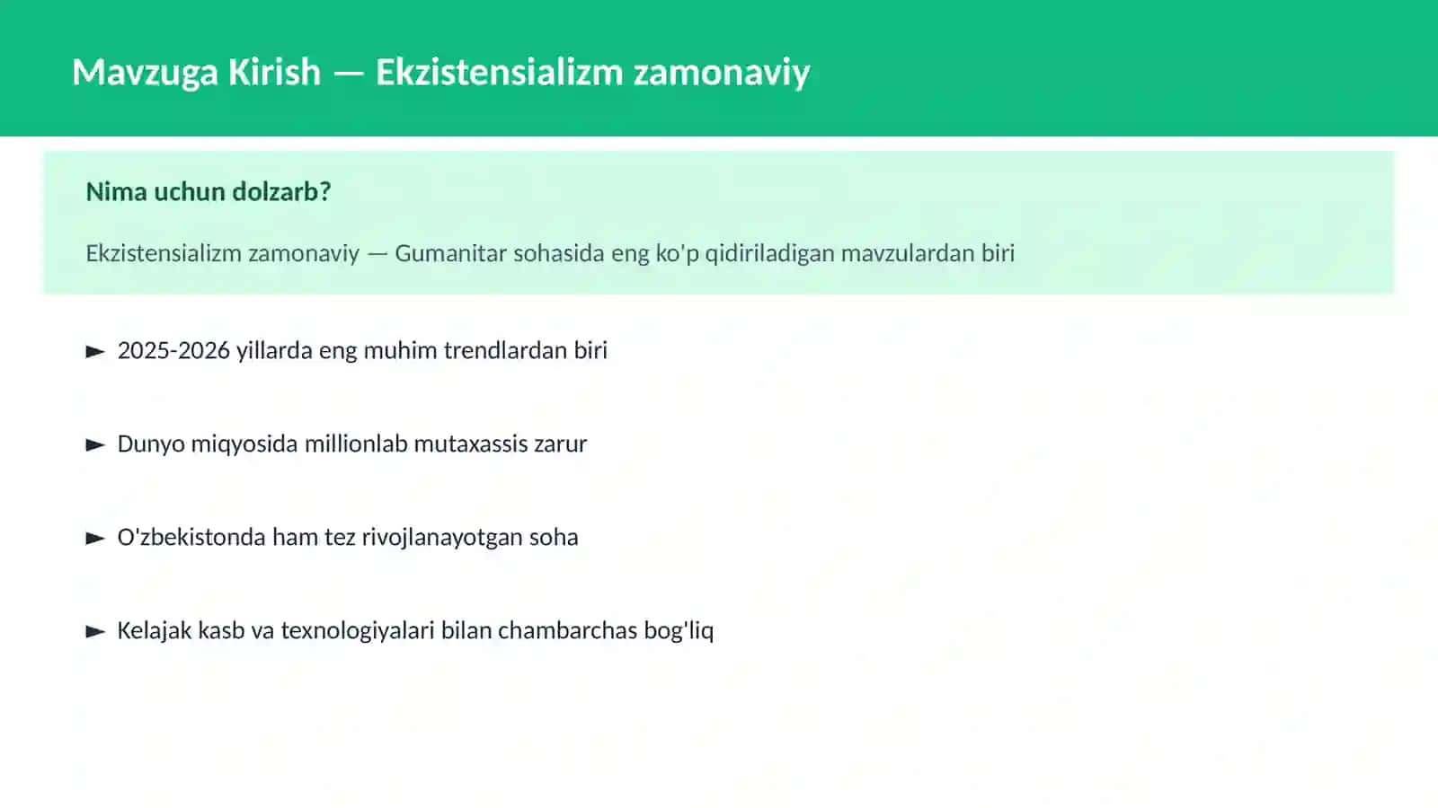 Ekzistensializm zamonaviy 2