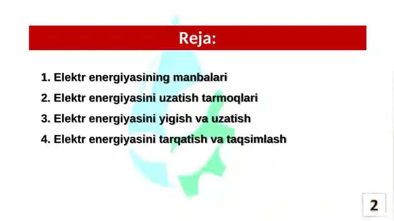 Elektrta’minoti va qayta tiklanuvchanenergiyamanbalari 2