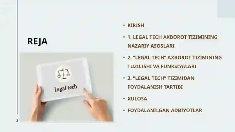 "LEGAL TECH" axborot tizimi 2