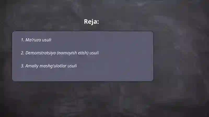 Mashgʻulot jarayonida oʻrgatish uslublari 2