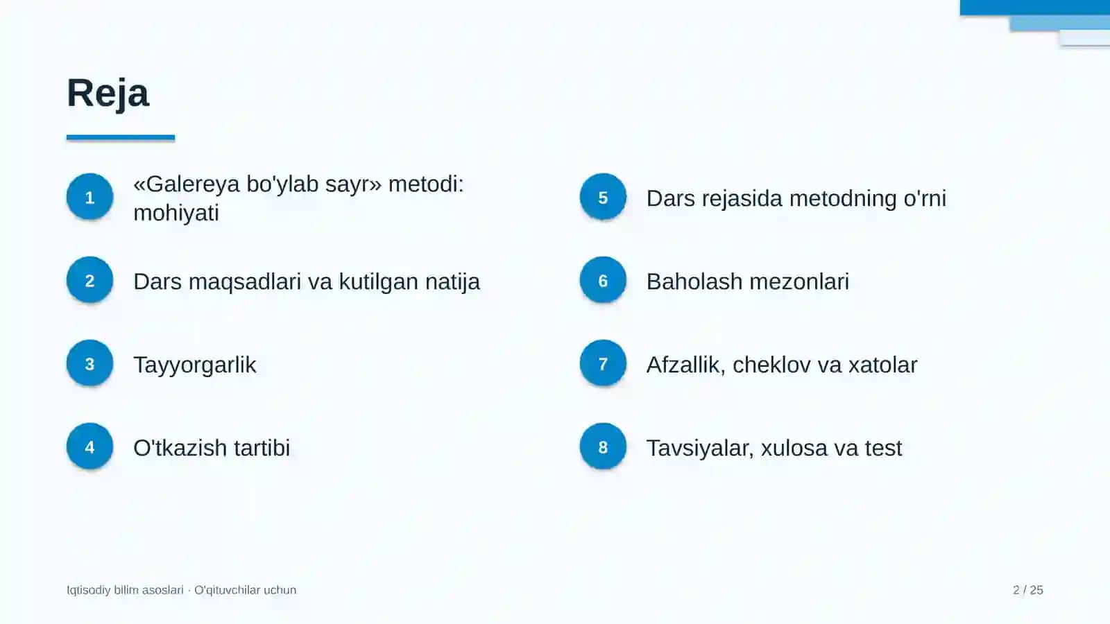 iqtisodiy bilim asoslari darslarida galereya bo'ylab sayr metodidan foydalanish 2284 2