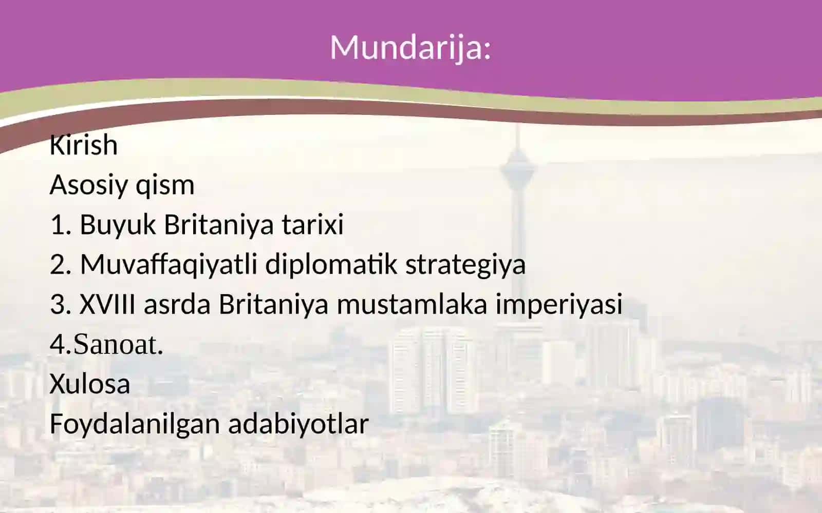 XVIII asrda Angliya tashqi siyosati 2