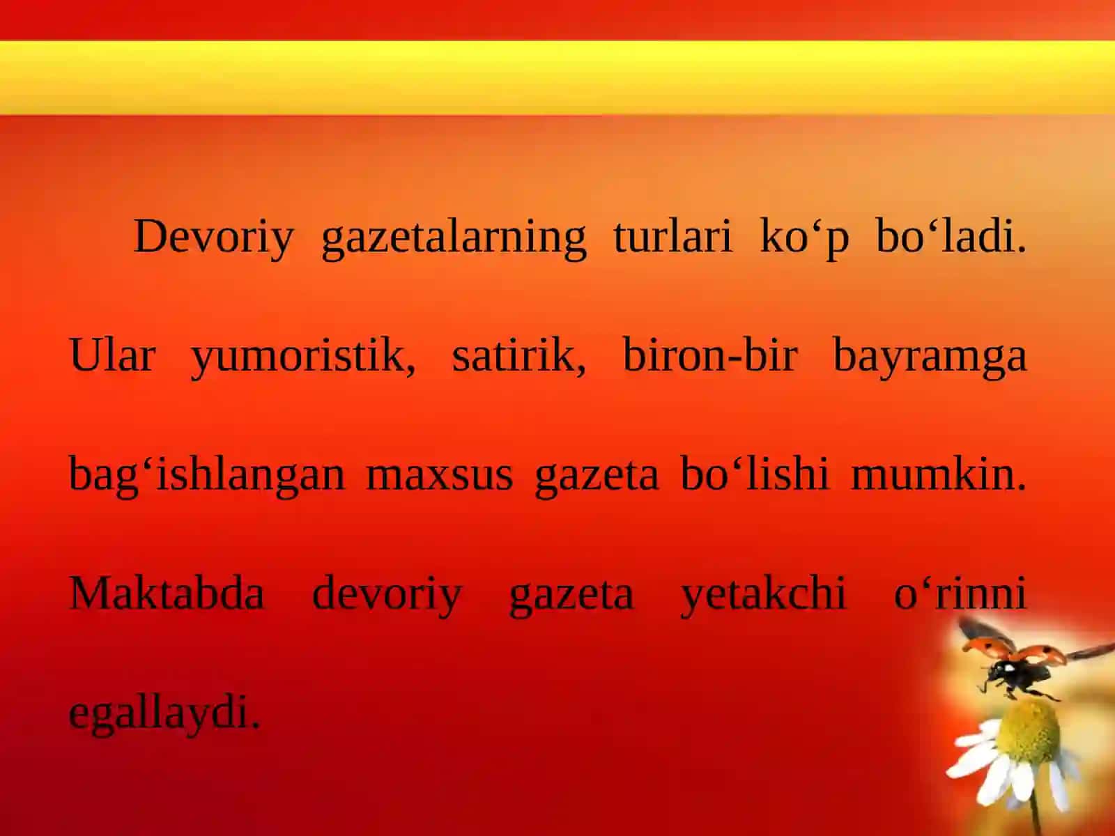 8-mart bayramiga devoriy gazeta ishlash. Nazorat ishi 2