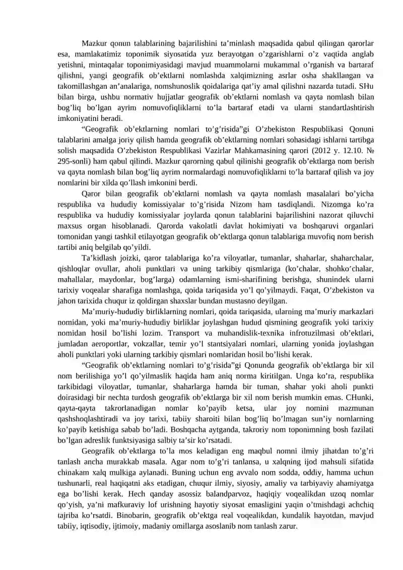 GEOGRAFIK OBYEKTLARNI NOMLASHGA OID HUQUQIY-ME’YORIY HUJJATLAR 2