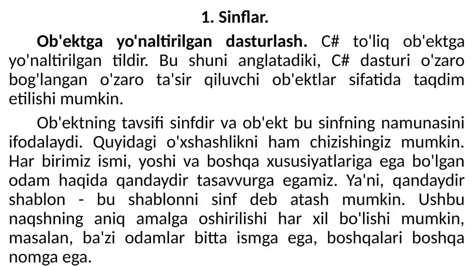 Ob’yektga yo`naltirilgan dasturlash (OYD) 2