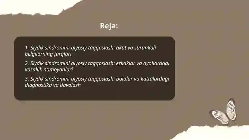 Siydik sindromini qiyosiy taqqoslash 2