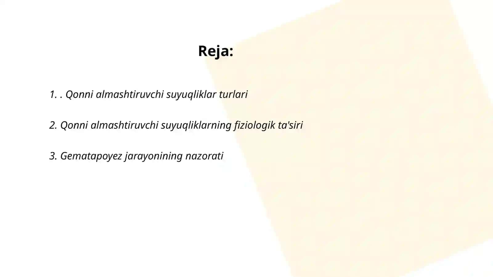 Qon oʻrnini bosadigan suyuqliklar 2