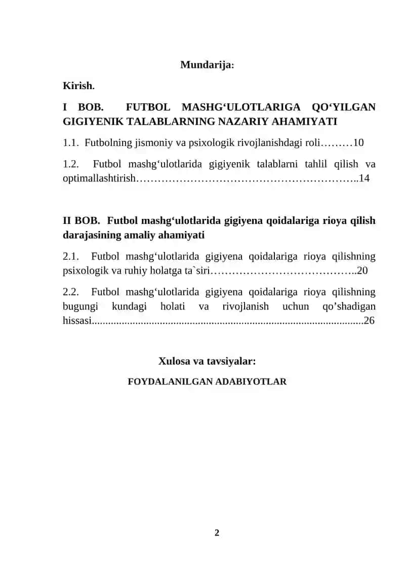Futbol mashg'ulotlariga qo'yilgan gigiyenik talablar (KURS ISHI) 2