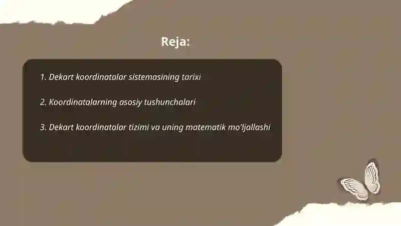 Tekslik va fazodagi Dekart koordinatalari sistemasi va uning tatbiqi 2