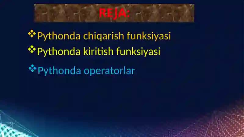 PYTHONDA OPERATORLAR VA IFODALAR 2