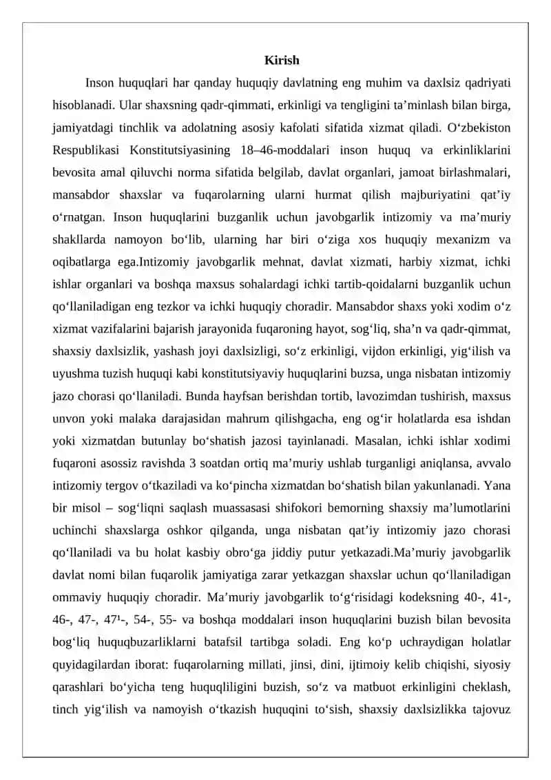 Inson huquqini buzganlik uchun intizomiy javobgarlikning mazmuni 2