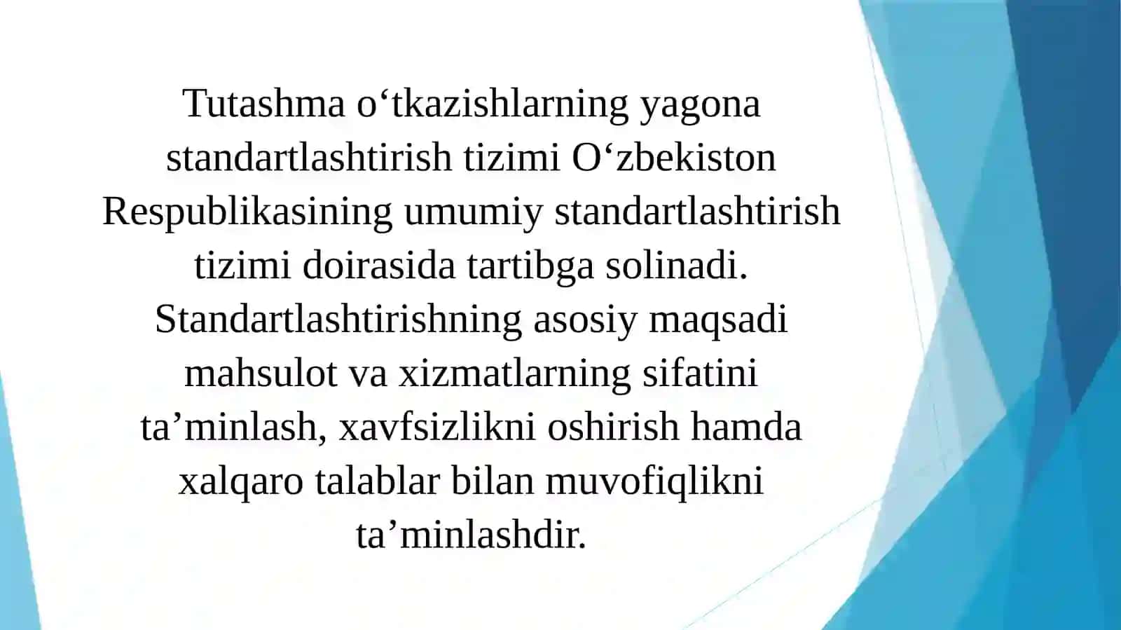 Tutashmao‘tkazishlarningyagonastandartlashtirishtizimini 3TT-21 2