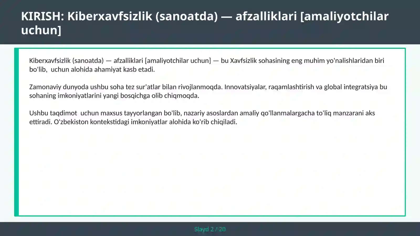 Kiberxavfsizlik (sanoatda) — afzalliklari [amaliyotchilar uchun] 2