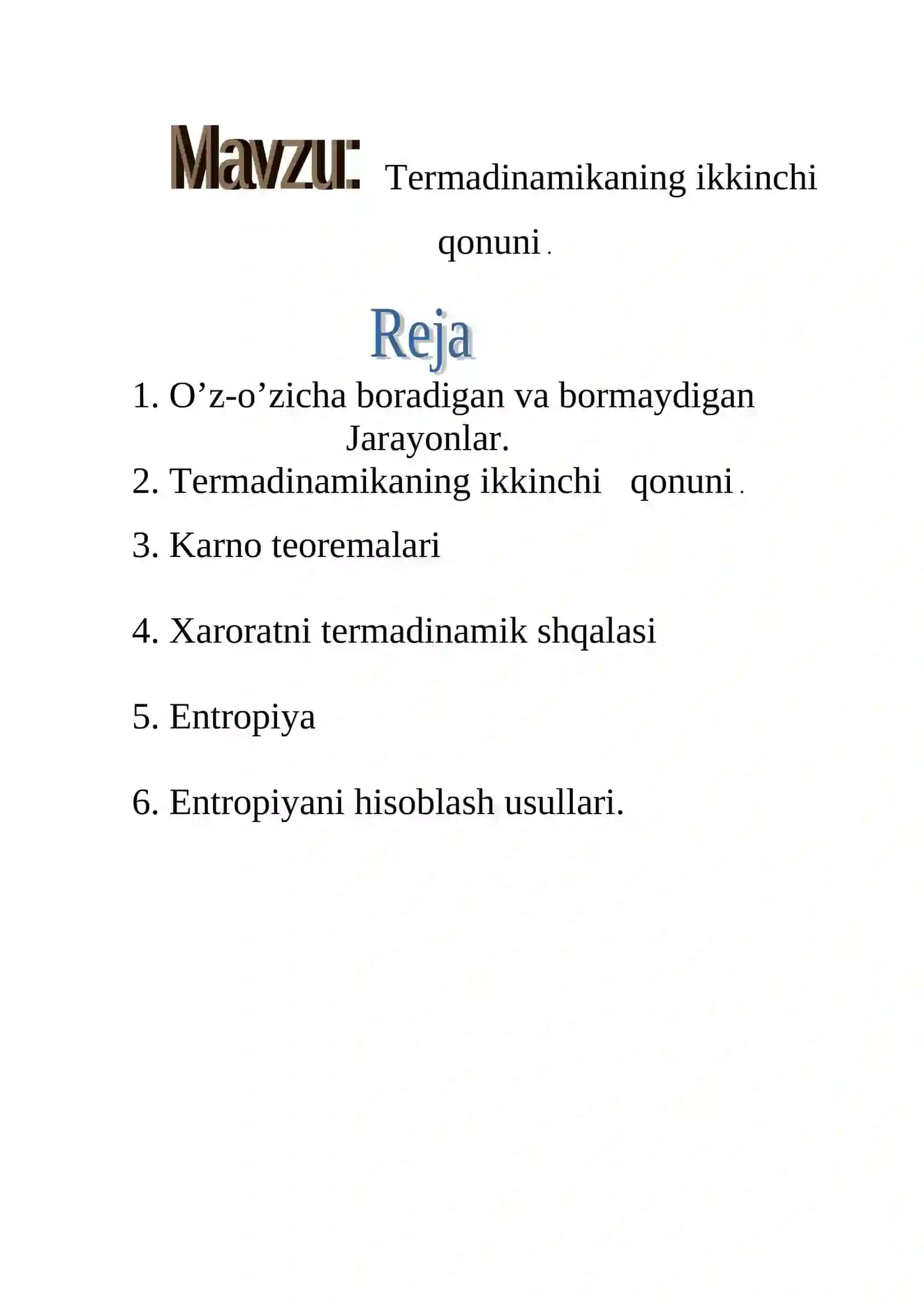 Termadinamikaning ikkinchi qonuni 2