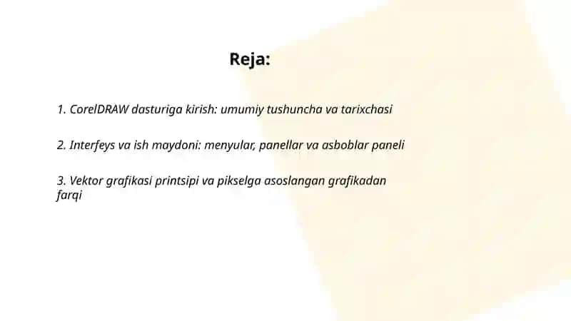 CorelDRAW dasturi va uning ishlash Prinsipi 2