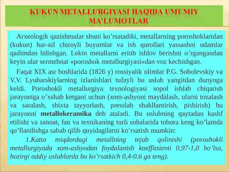 Kukun metallurgiyasi 2