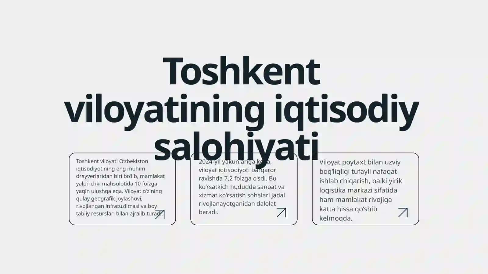 Toshkent viloyati Iqtisodiy tahlili 2