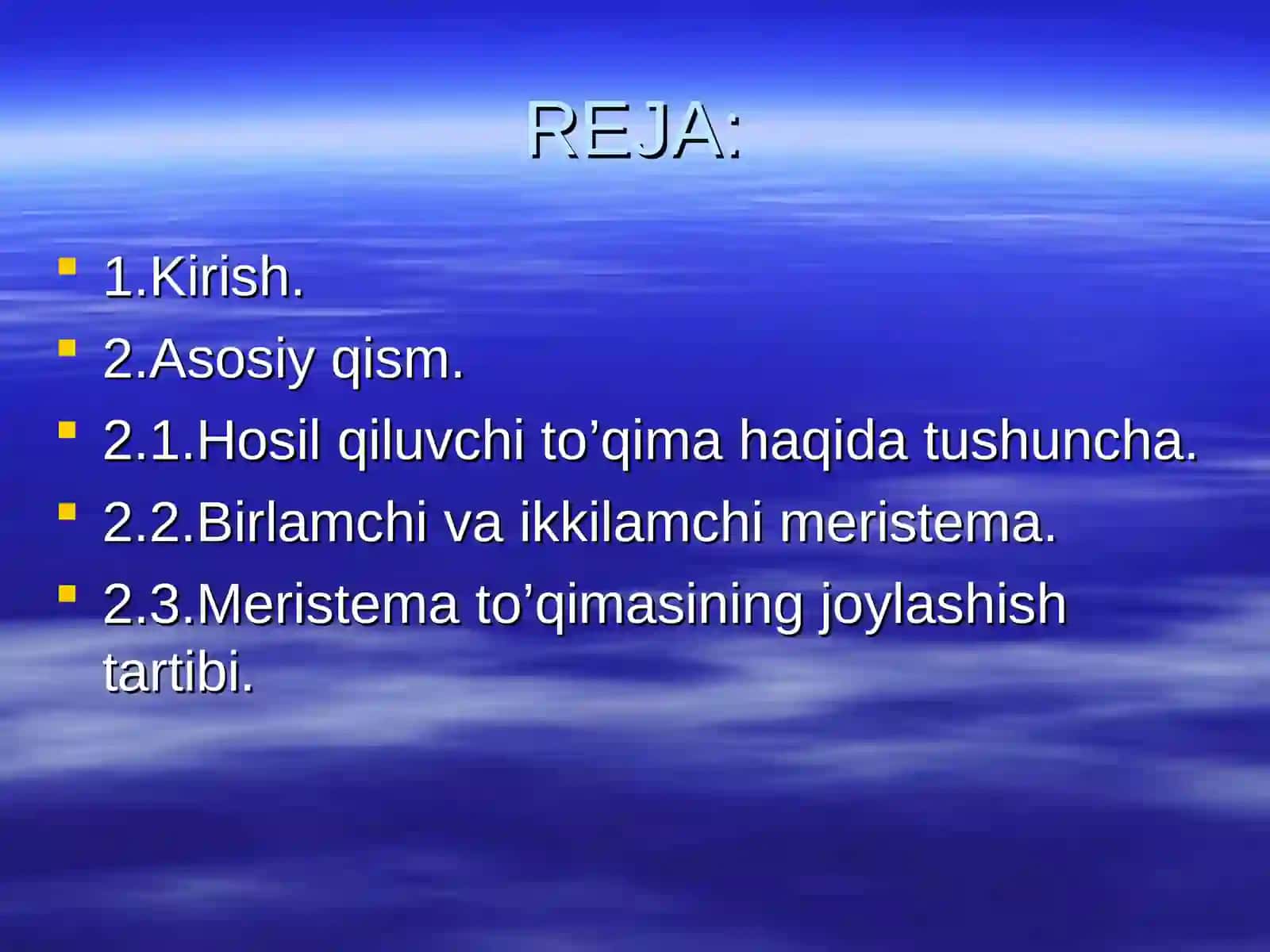 O'simlik tanasi meristema deb ataladigan hosil qiluvchi to'qimalarning faoliyati 2