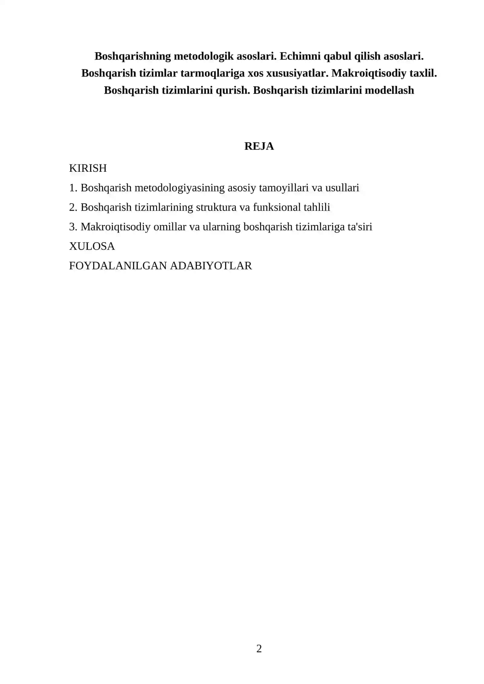 Boshqarishning metodologik asoslari 2
