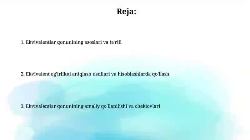 Ekvivalentlar qonuni 2