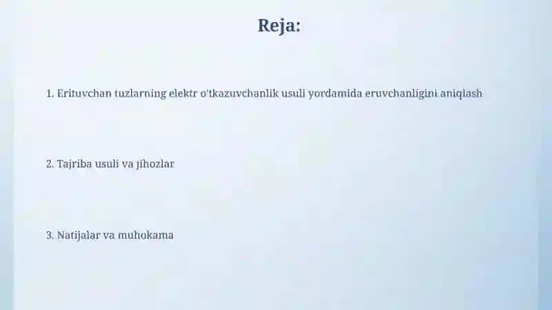Elektr ôtkazuvchanlik usuli bilan eruvchanlikni aniqlash 2