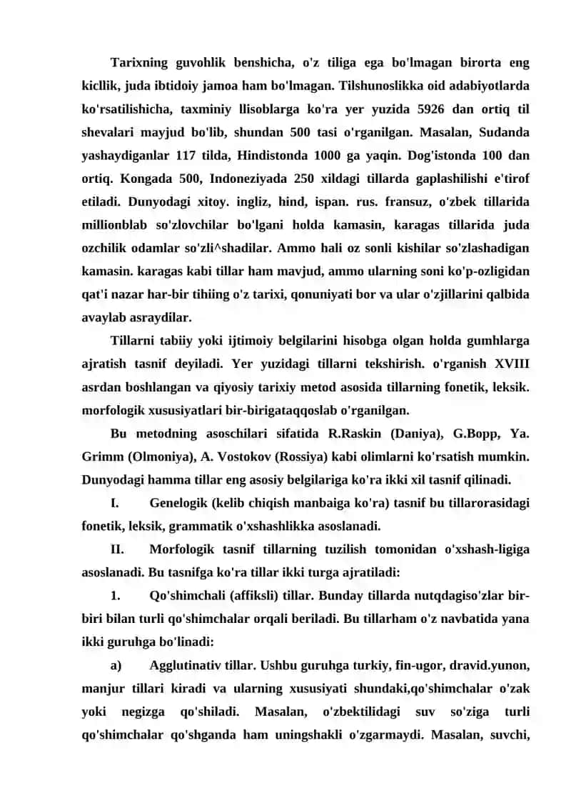 Dunyo tillarining tasnifi 2