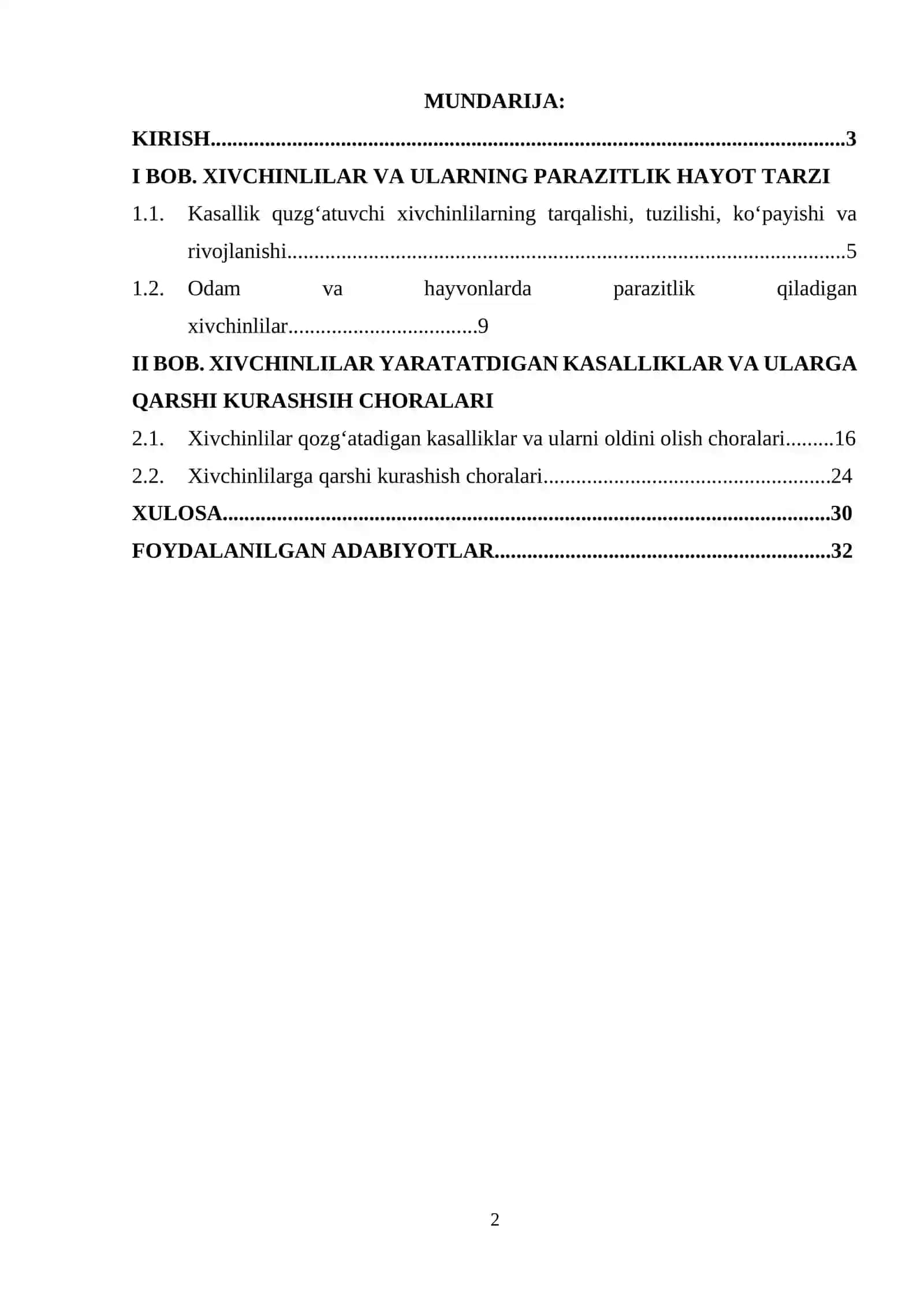 "Odam va mahsuldor hayvonlarda parazitlik qiladigan xivchinlilar va ularni oldini olish choralari" 2