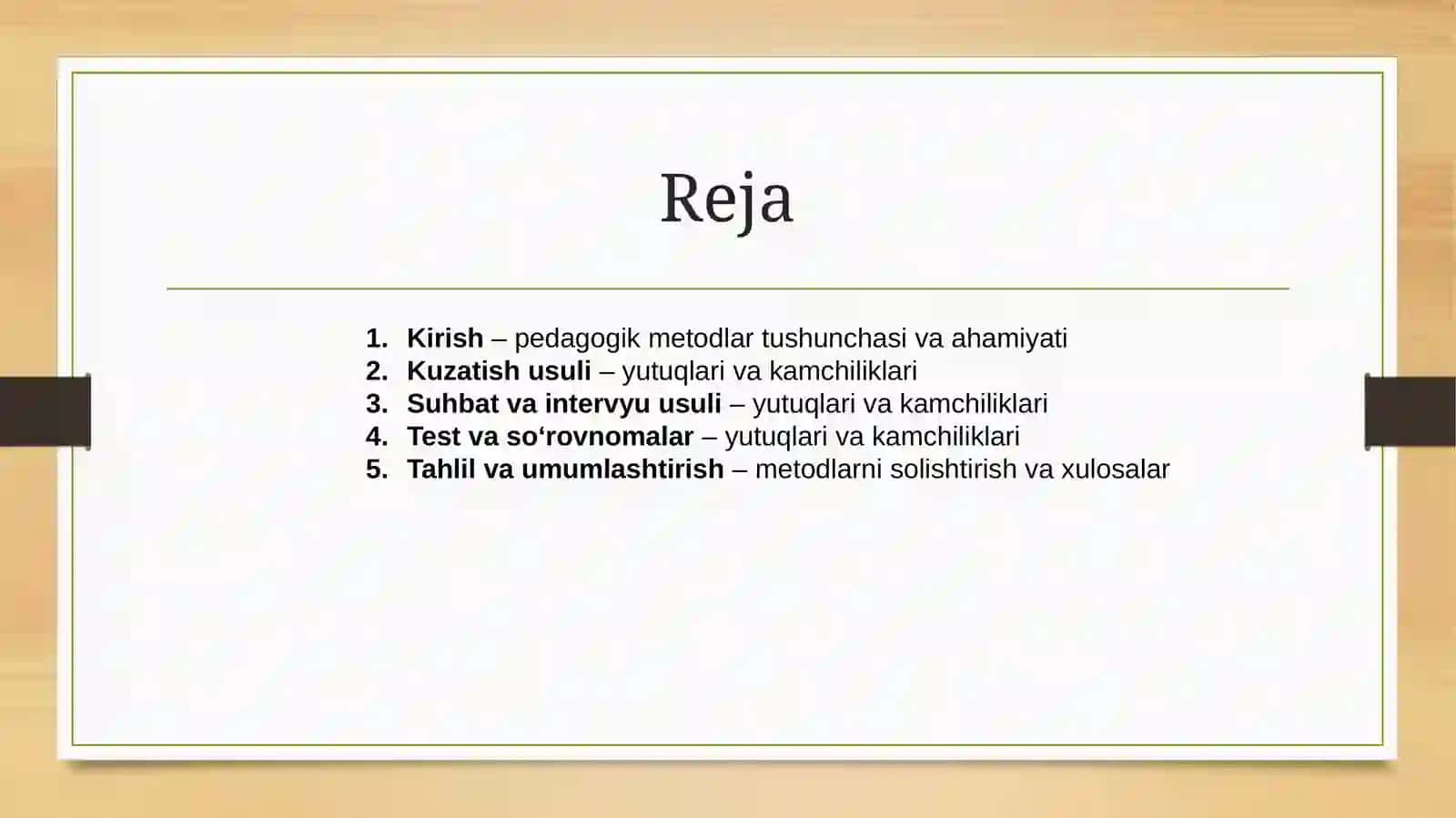 Metodlarning yutuq va kamchiliklari mavzusida tayyor taqdimot 2