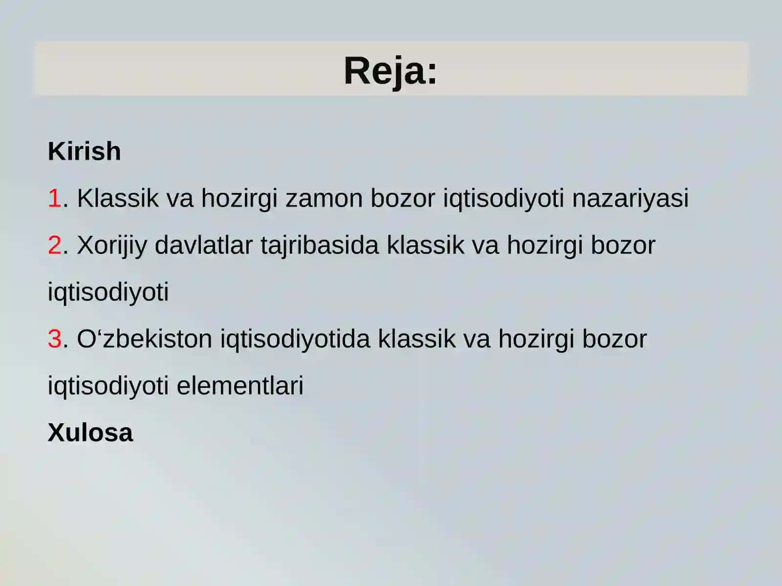 Klassik va hozirgi zamon bozor iqtisodiyoti umumiy tomonlari va farqlari 2