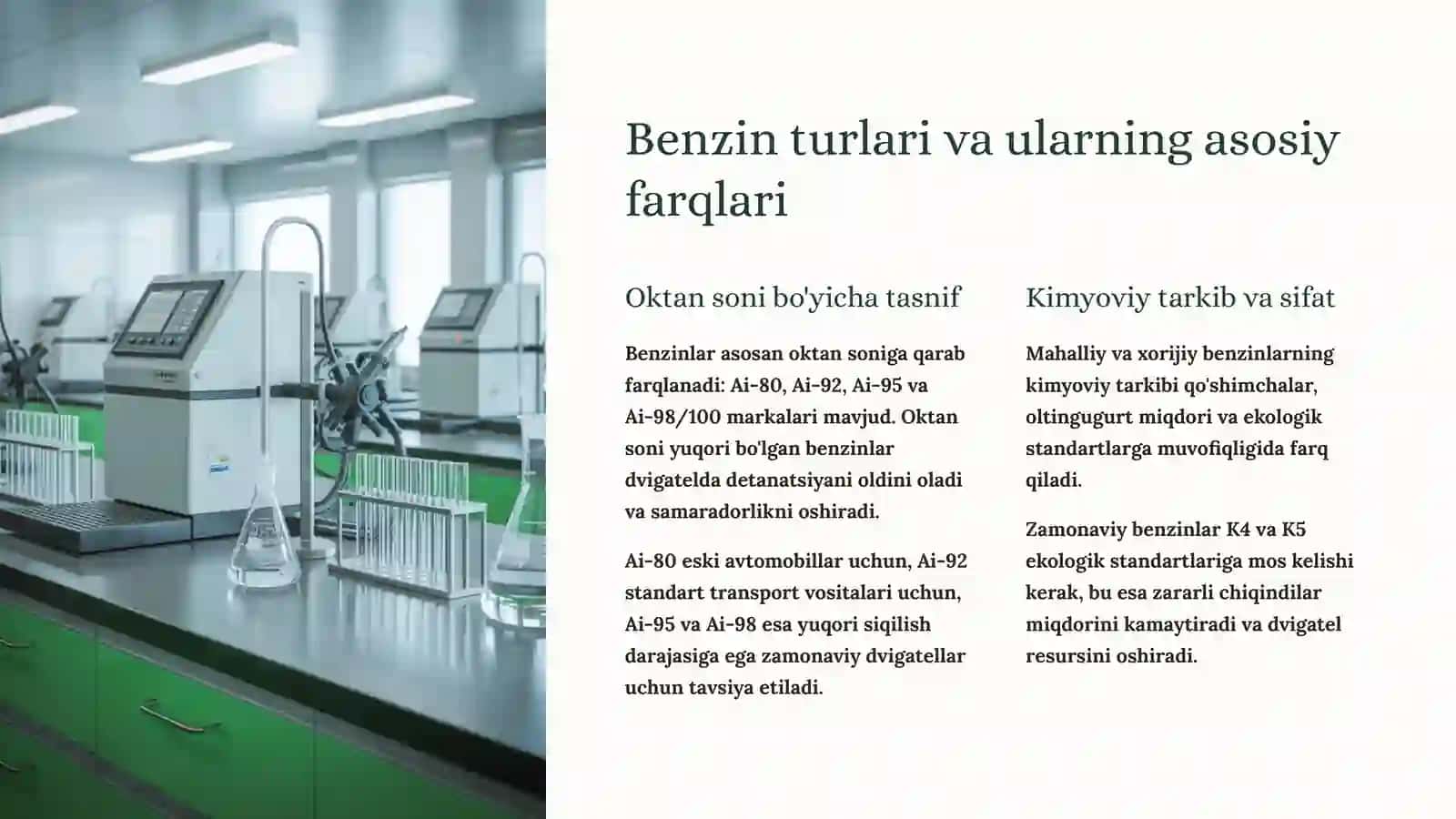 Mahalliy va Xorijiy Benzinlar Markalari va Ularning O'zaro Mos Keluvchanligi 2