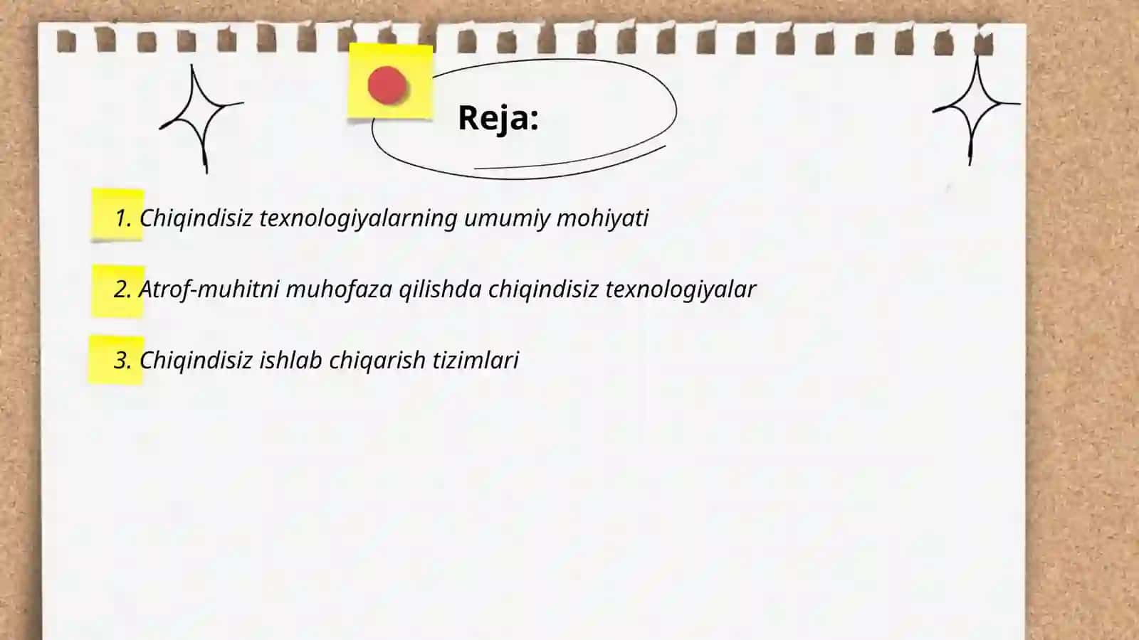 Chiqindisiz texnologiyalarning asosiy prinsiplari 2