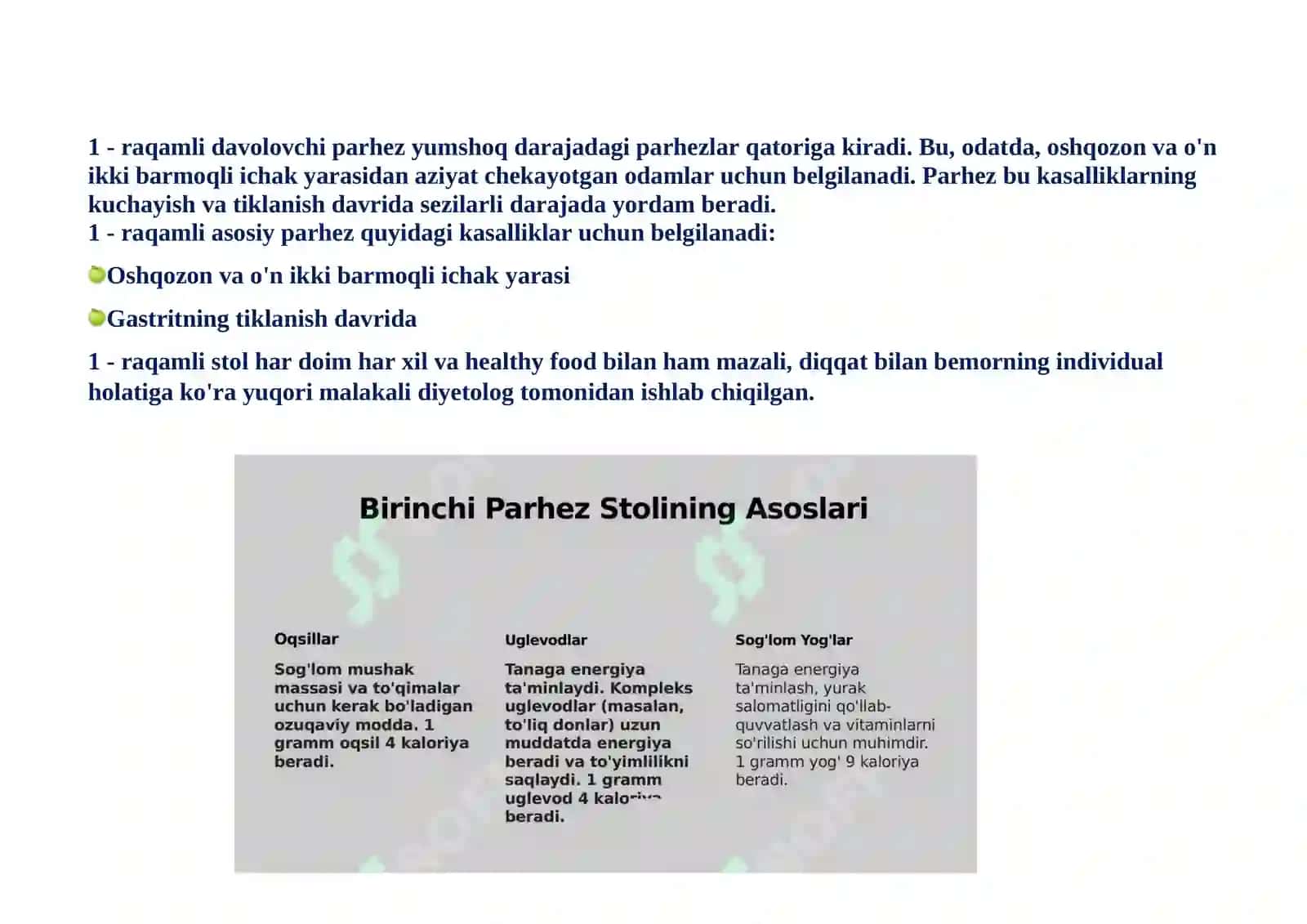1 - raqamli asosiy parhez 2