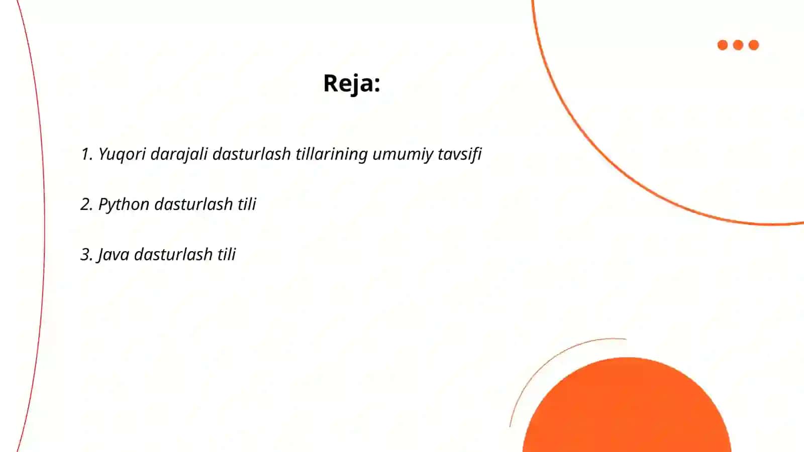 Yuqori darajali dasturlash tillari 2