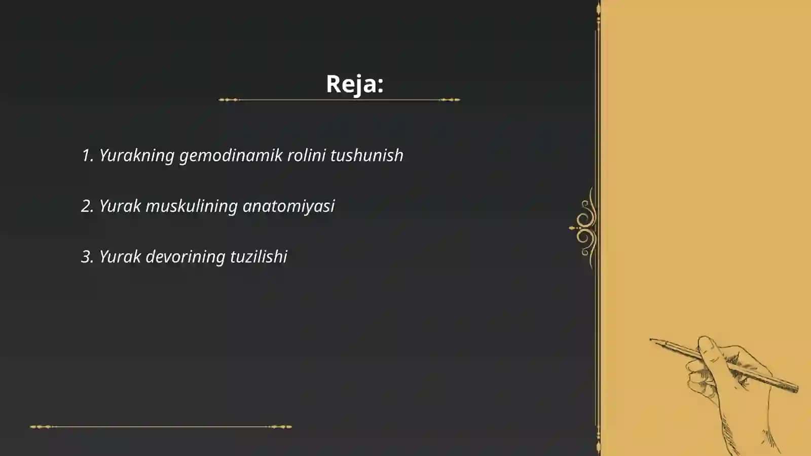 Yurakning gemodinamik vazifasi. Yurak muskulining fiziologik xossalari 2