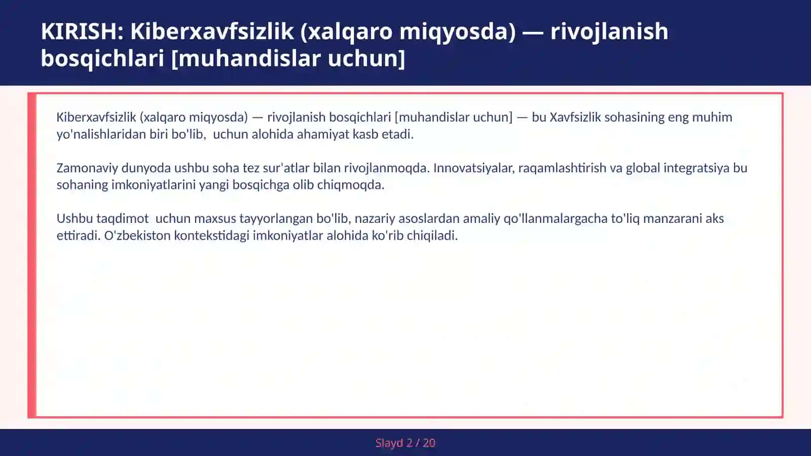 Kiberxavfsizlik (xalqaro miqyosda) — rivojlanish bosqichlari [muhandislar uchun] 2