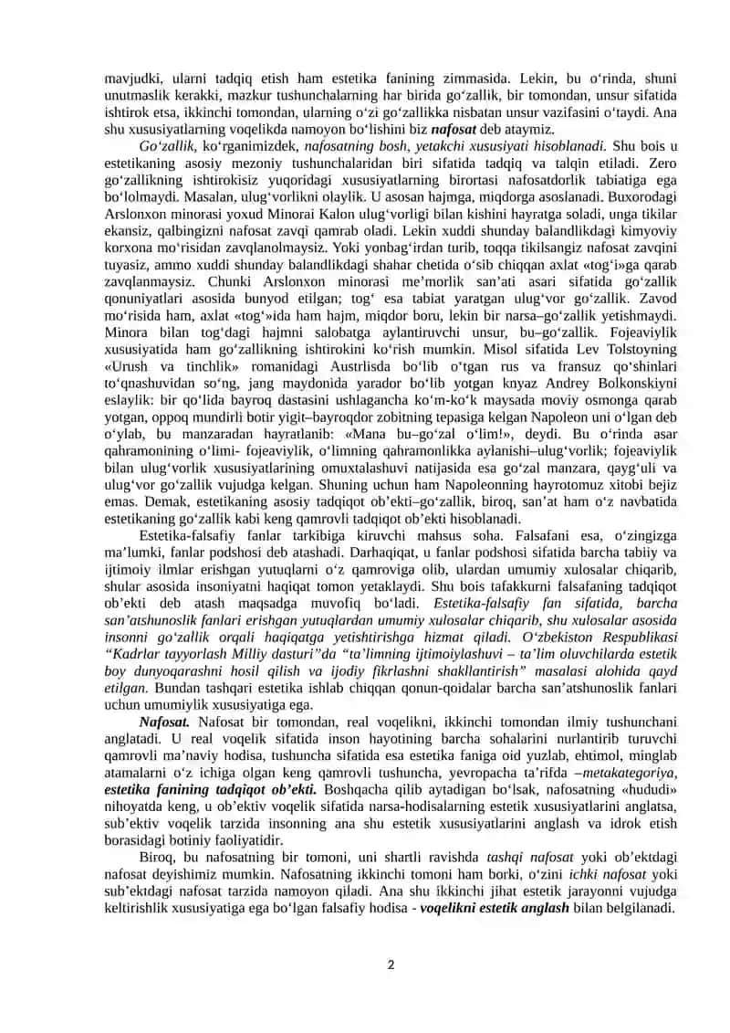 Estetika (Nafosat falsafasi). 2