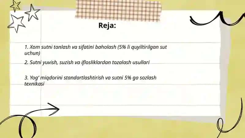Xom sutni tanlash va sifatini baholash 2