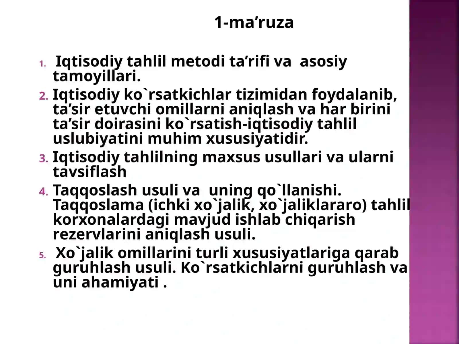 Iqtisоdiy tahlilning mеtоdi va unda qo`llaniladigan an’anaviyusullar 2