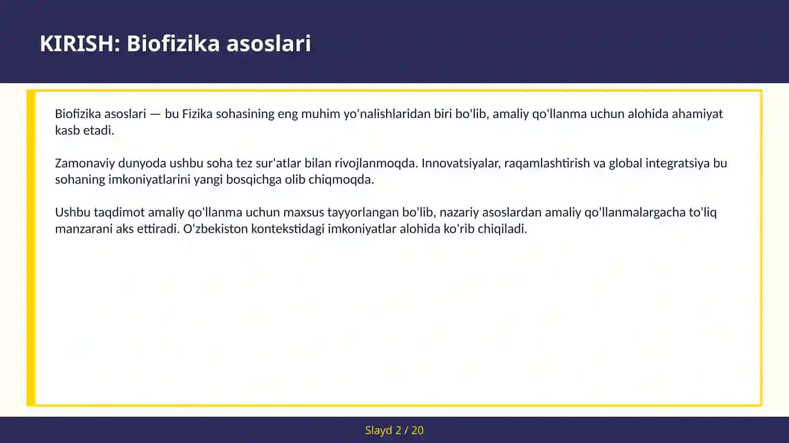 BIOFIZIKA ASOSLARI 2