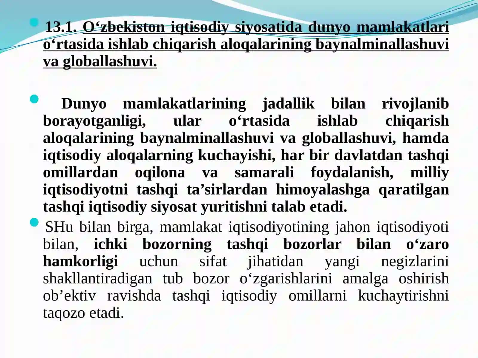 DAVLATNING TASHQI IQTISODIY FAOLIYATNI TARTIBGA SOLISH SIYOSATI 2