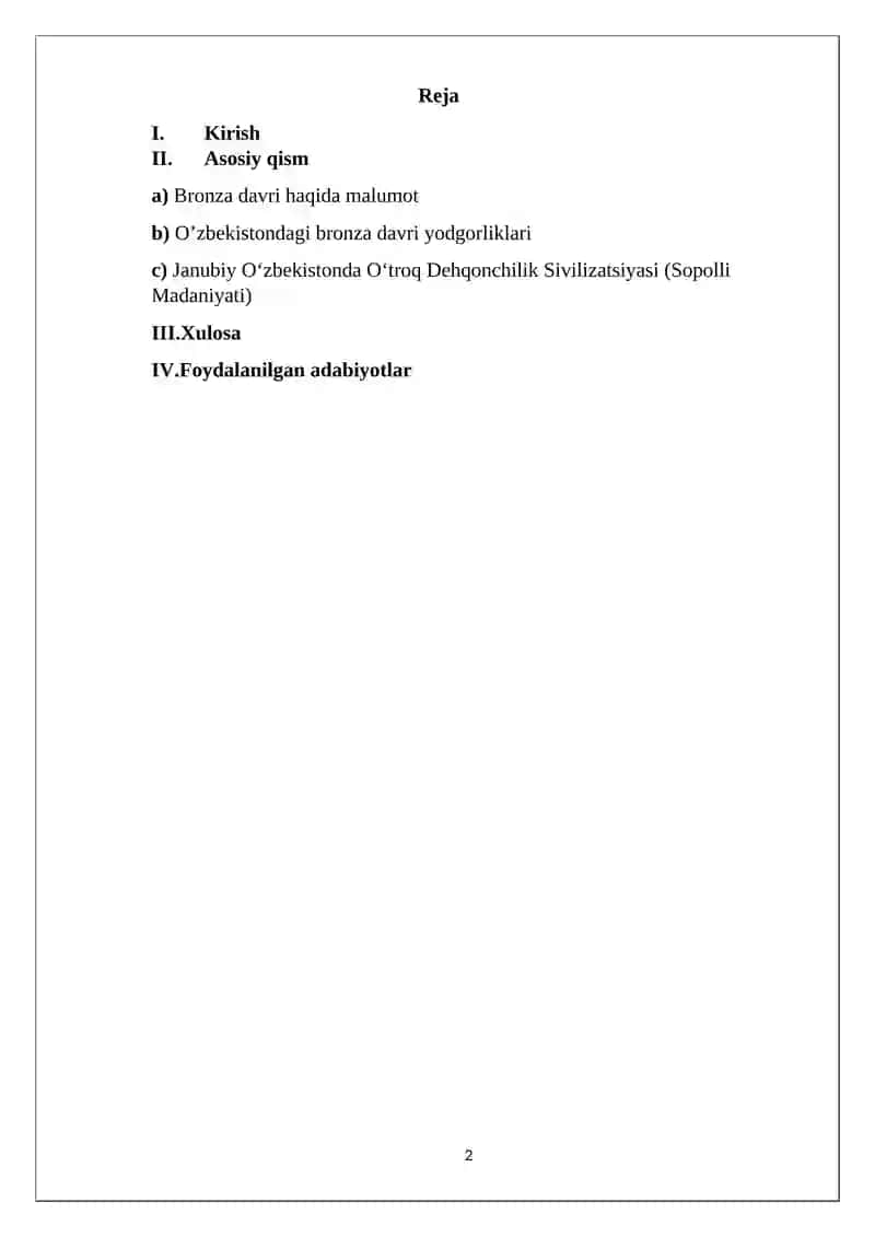 Oʻzbekiston hudida bronza davri yodgorliklari 2