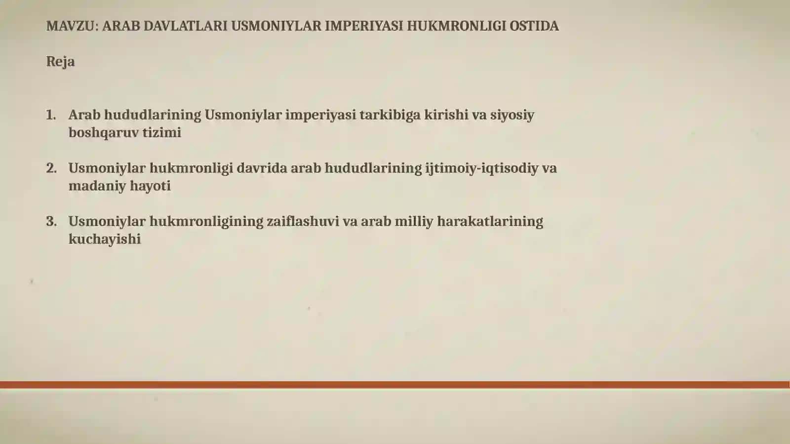 ARAB DAVLATLARI USMONIYLAR IMPERIYASI HUKMRONLIGI OSTIDA 2